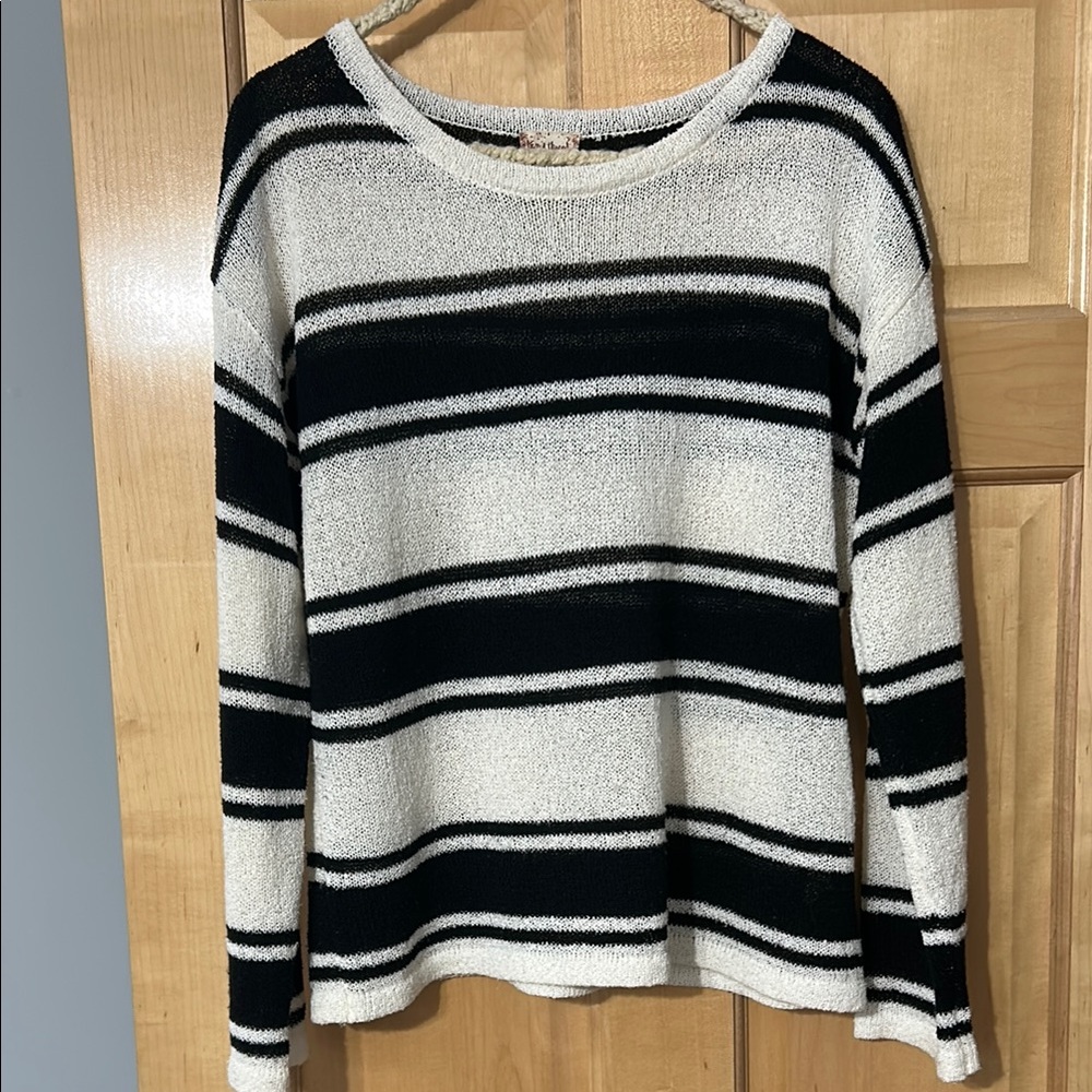 Black and White Striped Women's Sweater